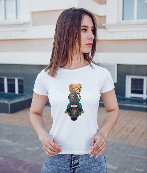 Дамска тениска с щампа Мечета Rocker bear